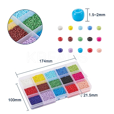 195G 15 Colors Glass Seed Beads SEED-YW0001-11C-1