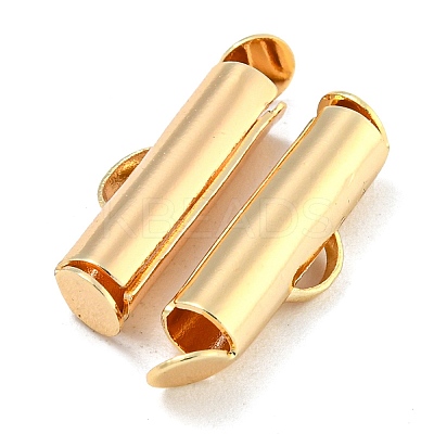 Brass Slide On End Clasp Tubes KK-N254-119G-02-1