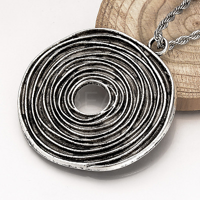 Tibetan Style Alloy Big Pendants X-TIBEP-Q078-05AS-RS-1