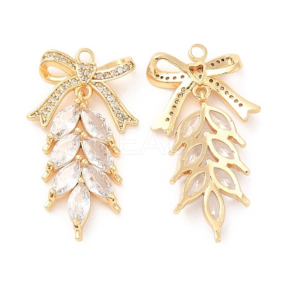 Brass & Cubic Zirconia & Glass Pendants X-KK-F860-61G-1