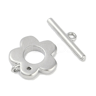 Brass Micro Pave Clear Cubic Zirconia Toggle Clasps KK-K391-19P-1