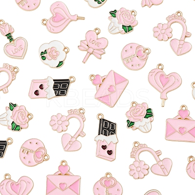 36Pcs 9 Styles Valentine's Day Theme Alloy Enamel Pendants ENAM-FS0002-52-1