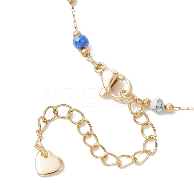Handmade Mixed Stone Beads & 316 Stainless Steel Round Link Chains Bracelets BJEW-JB13340-1