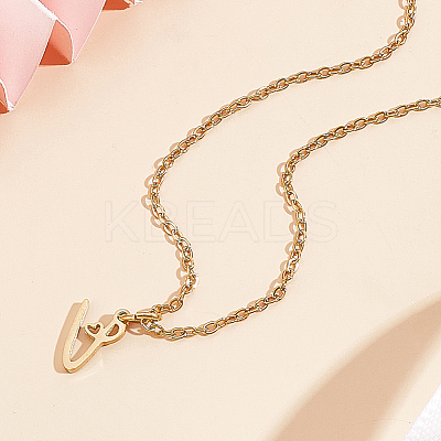 1pc 304 Stainless Steel Letter Pendant Necklaces NJEW-LP0001-39V-G-1