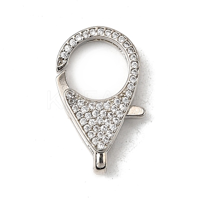 Brass Clear Cubic Zirconia Lobster Claw Clasps KK-Z078-49C-P-1