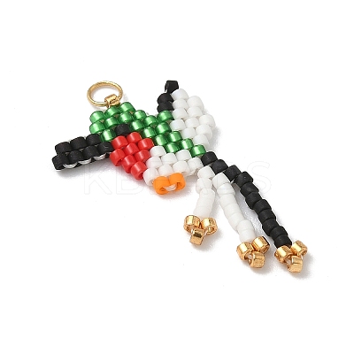 Glass Seed Beaded Bird Pendants PALLOY-MZ00920-04-1