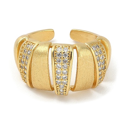 Rack Plating Brass Micro Pave Cubic Zirconia Cuff Finger Rings for Women RJEW-C114-12B-G-1