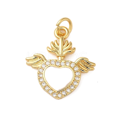 Rack Plating Brass Micro Pave Cubic Zirconia Pendants KK-P279-04A-G-1
