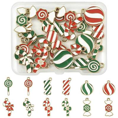 24Pcs 12 Styles Christmas Theme Alloy Enamel Pendants ENAM-FS0004-32-1