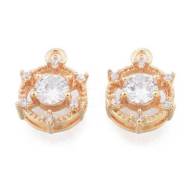 Brass Micro Pave Clear Cubic Zirconia Charms KK-N216-556LG-1