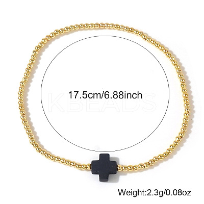 Brass Round Beads Stretch Bracelets VH4184-1-1