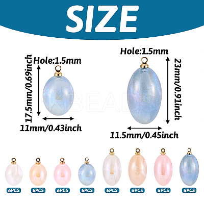 48Pcs 8 Styles Imitation Gemstone Acrylic Pendants IFIN-TA0001-57-1