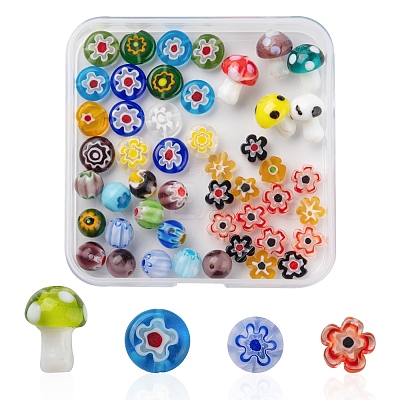 50Pcs 4 Style Handmade Lampwork Beads LAMP-FS0001-06-1