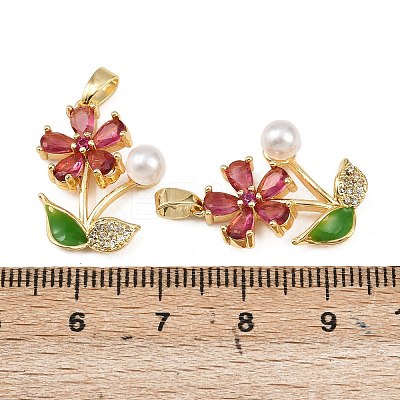 Brass Micro Pave Cubic Zirconia Enamel Pendants KK-B161-06G-1