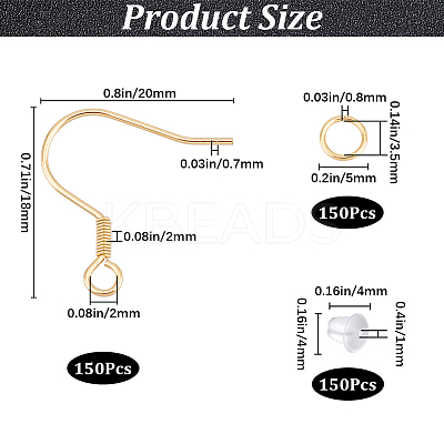150Pcs 304 Stainless Steel Earring Hooks STAS-SP0001-38-1