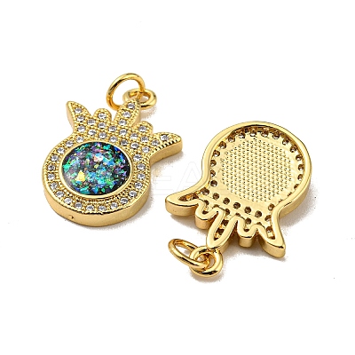 Brass Micro Pave Cubic Zirconia with Synthetic Opal Pendants KK-D096-01B-G-1