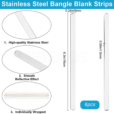 304 Stainless Steel Bangle Blank Strips MAK-WH0016-02B-P-1