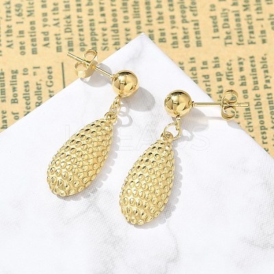 Ion Plating(IP) 304 Stainless Steel Teardrop Dangle Stud Earrings for Women EJEW-A119-16G-1