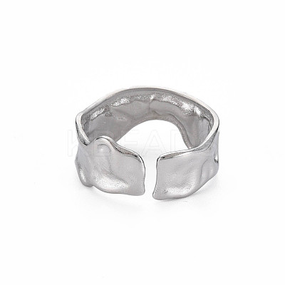 Non-Tarnish 304 Stainless Steel Irregular Cuff Ring RJEW-N038-039P-1