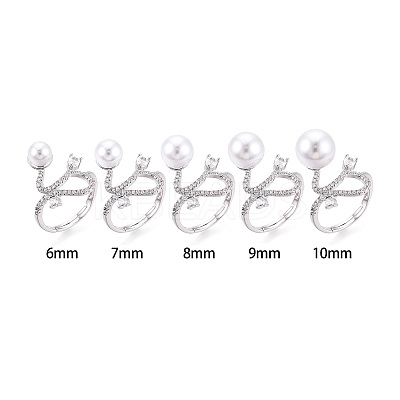 Curve Shape Brass Micro Pave Clear Cubic Zirconia Adjustable Ring Settings KK-T076-46P-1