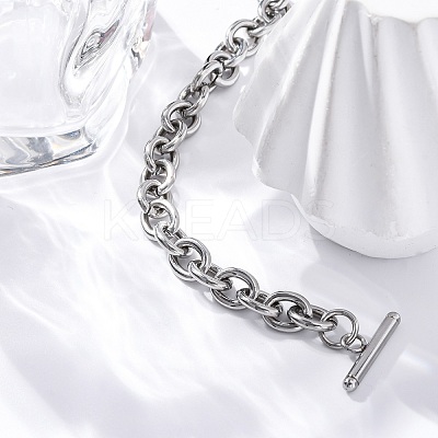 Tarnish Resistant 304 Stainless Steel Cable Chain Bracelets LS-BJEW-G618-04P-1