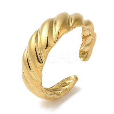 Ion Plating(IP) 304 Stainless Steel Open Cuff Rings for Women RJEW-Z053-09G-1