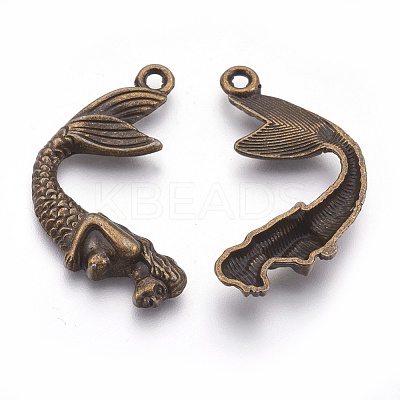 Tibetan Style Alloy Mermaid Pendants TIBEP-36349-AB-NR-1