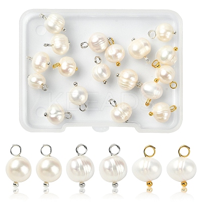 18Pcs 3 Colors Natural Cultured Freshwater Pearl Pendants PALLOY-YW00036-1