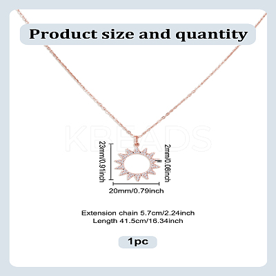 1Pc Brass Crystal Rhinestone Sun Pendant Necklaces for Women NJEW-LP0009-57-1