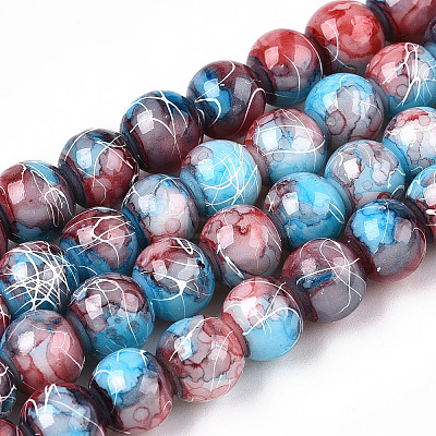 Drawbench Glass Round Beads GLAD-WH0001-01-21-1