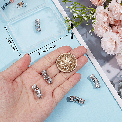 6Pcs Brass Micro Pave Cubic Zirconia Beads ZIRC-BBC0002-44P-1