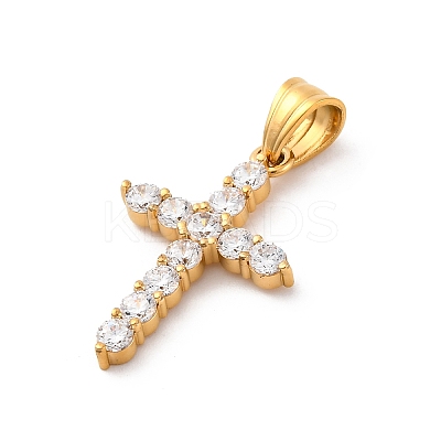 304 Stainless Steel Cubic Zirconia Pendants STAS-C102-01C-G-1