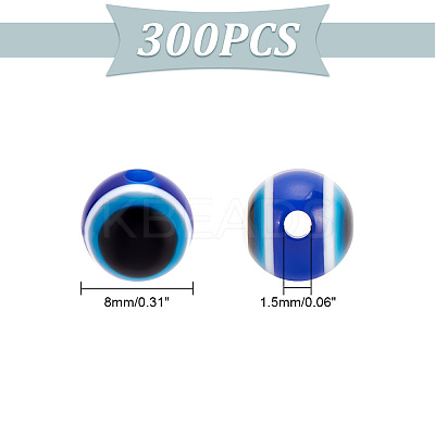 300Pcs Evil Eye Resin Beads RESI-HY0001-22-1