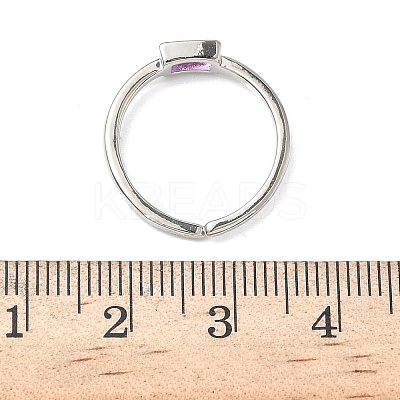 Rectangle Brass with Glass Cuff Rings for Women RJEW-Z111-05P-1