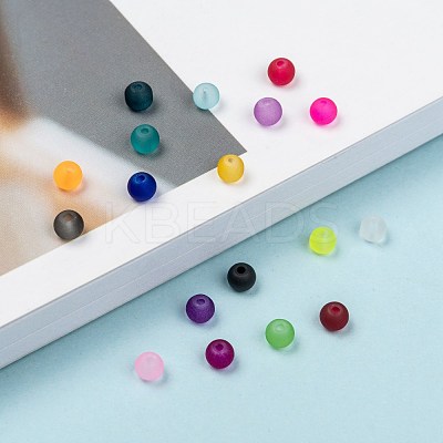 18 Colors Transparent Glass Beads FGLA-X0001-04A-8mm-1