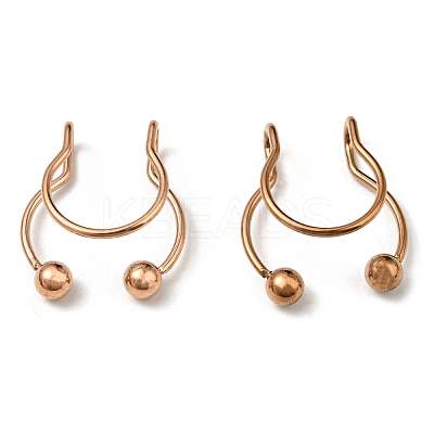 304 Stainless Steel Clip on Nose Rings AJEW-P109-01RG-1