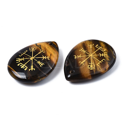 Natural Tiger Eye Pendants G-T122-72C-1