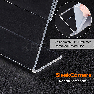L-Shaped Transparent Acrylic Slant Back Sign Holder ODIS-WH0002-35-1