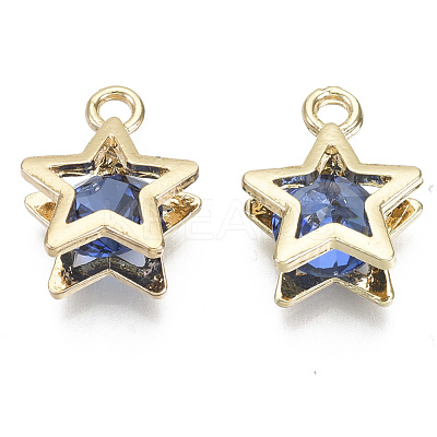 Brass Micro Cubic Zirconia Charms KK-N235-034C-1