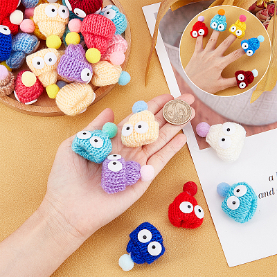 40Pcs Christmas Theme Handmade Wool Woven Hat Decoration WOVE-SC0001-05-1
