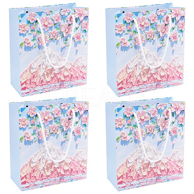 6Pcs Rectangle Paper FLower Gift Bags with Rope Handles ABAG-TA0001-29C-1