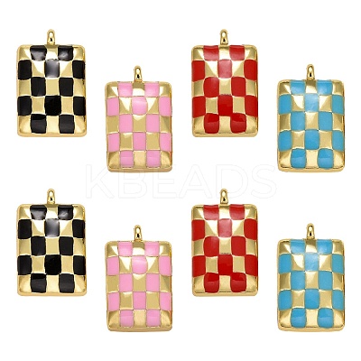 8Pcs 4 Colors Rack Plating Brass Enamel Pendants KK-SZ0006-08-1