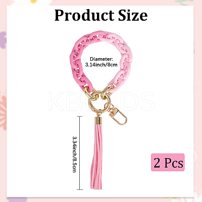 2Pcs Acrylic & Zine Alloy & PU Pendant Decoration KEYC-CL0001-44A-1