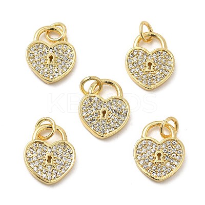 Brass Micro Pave Clear Cubic Zirconia Charms X-KK-E068-VB127-1