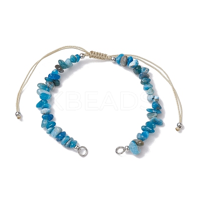 Natural Apatite Chip Nylon Braided Beaded Bracelet Making AJEW-JB01296-07-1