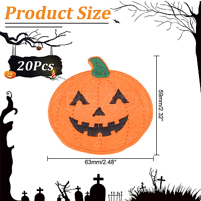 20Pcs Pumpkin Polyester Computerized Embroidery Cloth Iron on/Sew on Patches PATC-HY0001-96-1