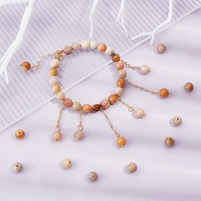 Natural Fossil Coral Beads Strands G-AR0003-18-1