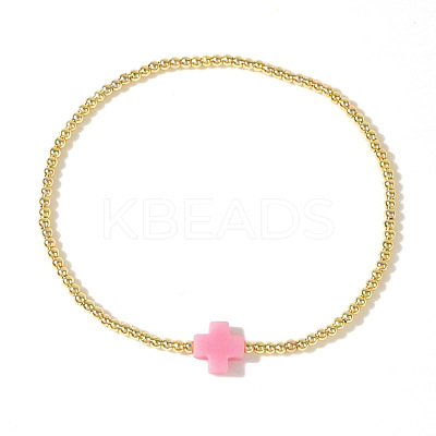 Brass Round Beads Stretch Bracelets VH4184-5-1