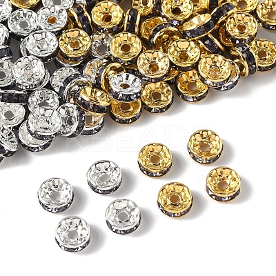 120Pcs 2 Colors Brass Rhinestone Spacer Beads RB-FS0001-05C-1