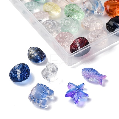 48Pcs 6 Styles Transparent Glass Beads GLAA-FP0001-17-1